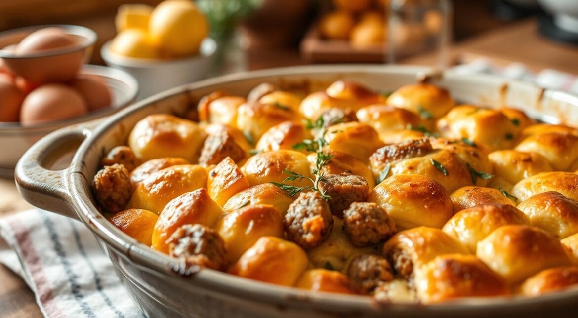 Breakfast Casserole with Sausage and Crescent Rolls
