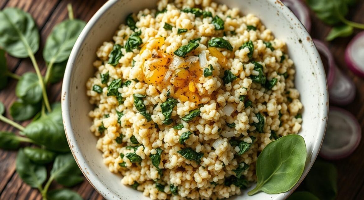 Spinach Onion Couscous Recipe
